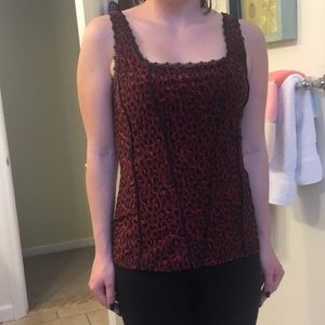 White House Black Market Red and Black Top